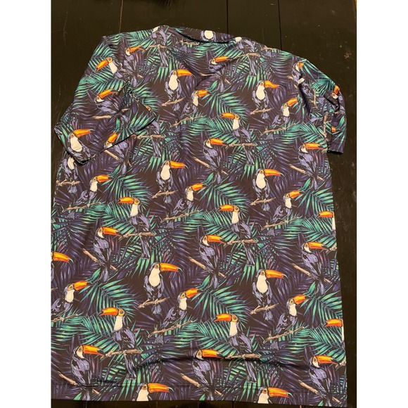 Waggle Men's Tropical Toucan Palm Leaf Golf Polo Shirt XL - Picture 3 of 3